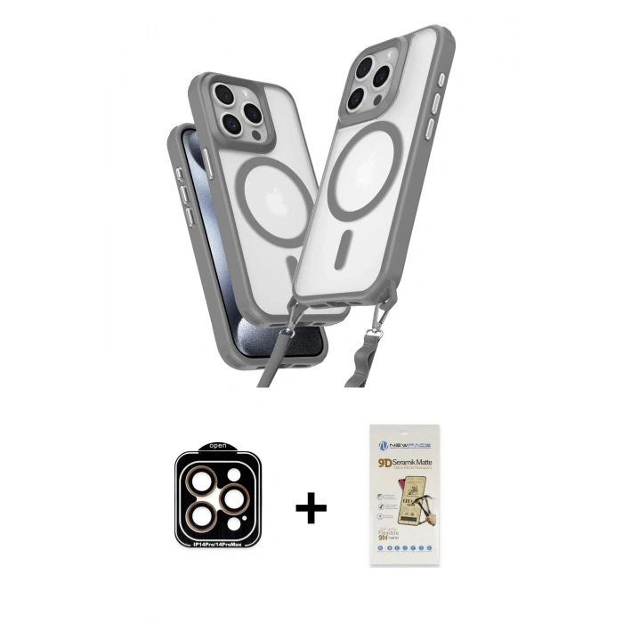 MARSİLYAN™- iPhone 14 Pro Max Kılıf Atlas Doku Koleksiyonu - Siyah Mat Seramik Nano Ekran Koruyucu + PVD Metal Kamera Lens - TU