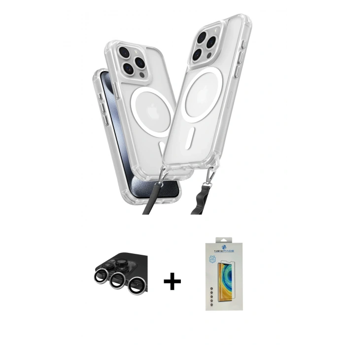 MARSİLYAN™- iPhone 14 Pro Max Kılıf Atlas Doku Koleksiyonu - Siyah Polymer Nano Ekran Koruyucu + Raze Metal Kamera Lens - GS