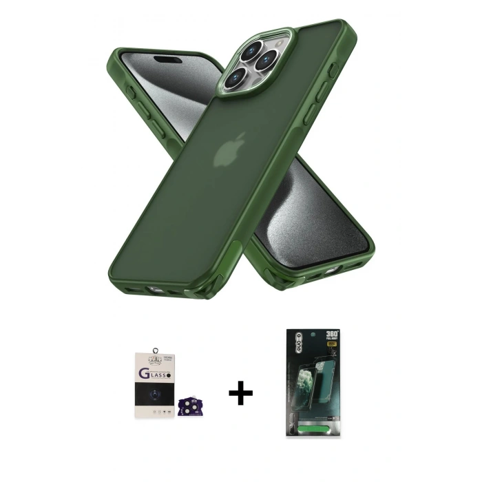 MARSİLYAN™- iPhone 14 Pro Max Kılıf Atlas Form - Şeffaf 360 Full Body Arka Koruyucu + Bilvis Titan Kamera Lens - DNMR