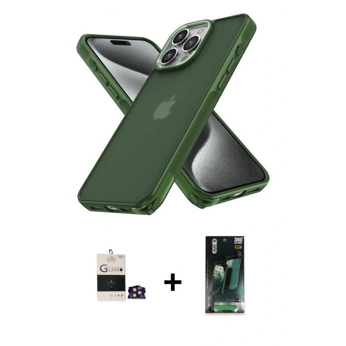 MARSİLYAN™- iPhone 14 Pro Max Kılıf Atlas Form - Şeffaf 360 Full Body Arka Koruyucu + Bilvis Titan Kamera Lens - GD