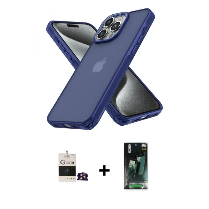 MARSİLYAN™- iPhone 14 Pro Max Kılıf Atlas Form - Şeffaf 360 Full Body Arka Koruyucu + Bilvis Titan Kamera Lens - GD