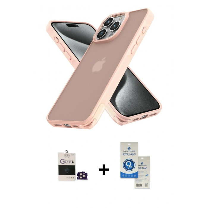 MARSİLYAN™- iPhone 14 Pro Max Kılıf Atlas Form - Şeffaf Royal Nano Ekran Koruyucu + Bilvis Titan Kamera Lens - GD