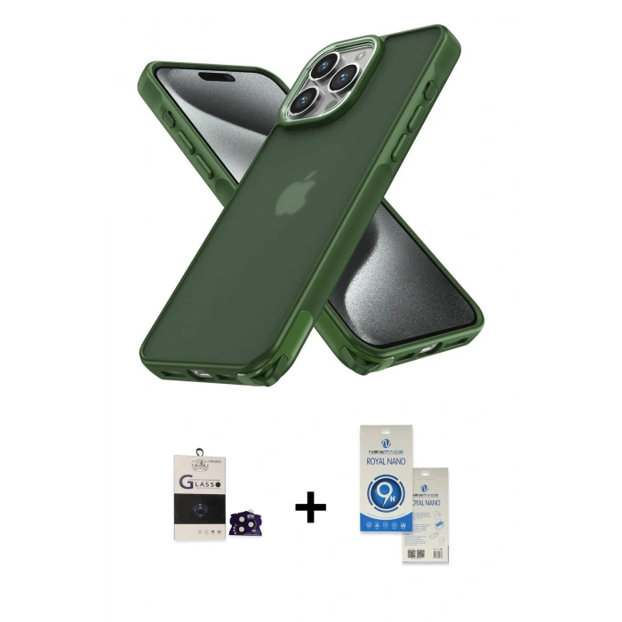 MARSİLYAN™- iPhone 14 Pro Max Kılıf Atlas Form - Şeffaf Royal Nano Ekran Koruyucu + Bilvis Titan Kamera Lens - SH