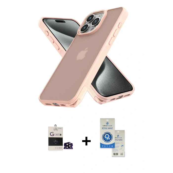 MARSİLYAN™- iPhone 14 Pro Max Kılıf Atlas Form - Şeffaf Royal Nano Ekran Koruyucu + Bilvis Titan Kamera Lens - SH