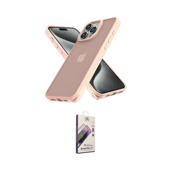 MARSİLYAN™- iPhone 14 Pro Max Kılıf Atlas Form - Siyah Bilvis 3D Mat Cam Ekran Koruyucu