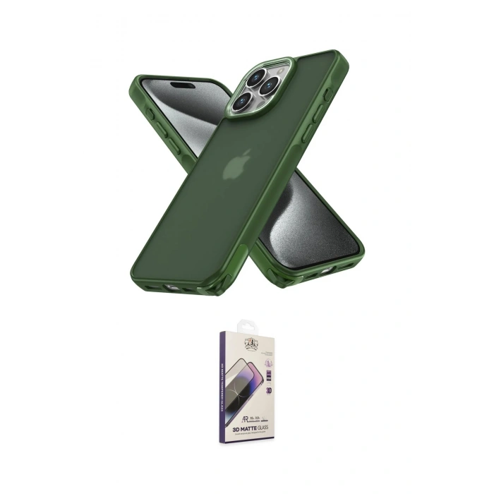 MARSİLYAN™- iPhone 14 Pro Max Kılıf Atlas Form - Siyah Bilvis 3D Mat Cam Ekran Koruyucu