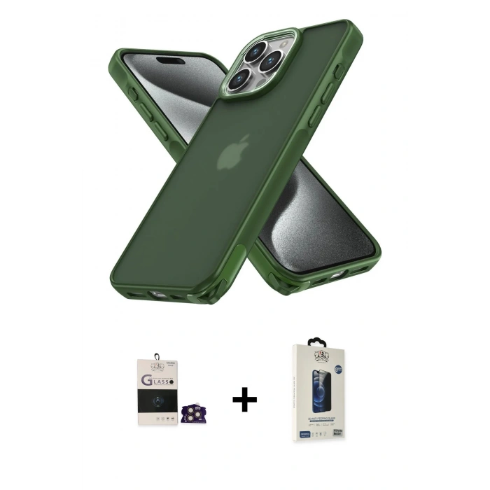 MARSİLYAN™- iPhone 14 Pro Max Kılıf Atlas Form - Siyah Bilvis Hayalet Cam Ekran Koruyucu + Bilvis Titan Kamera Lens - GD