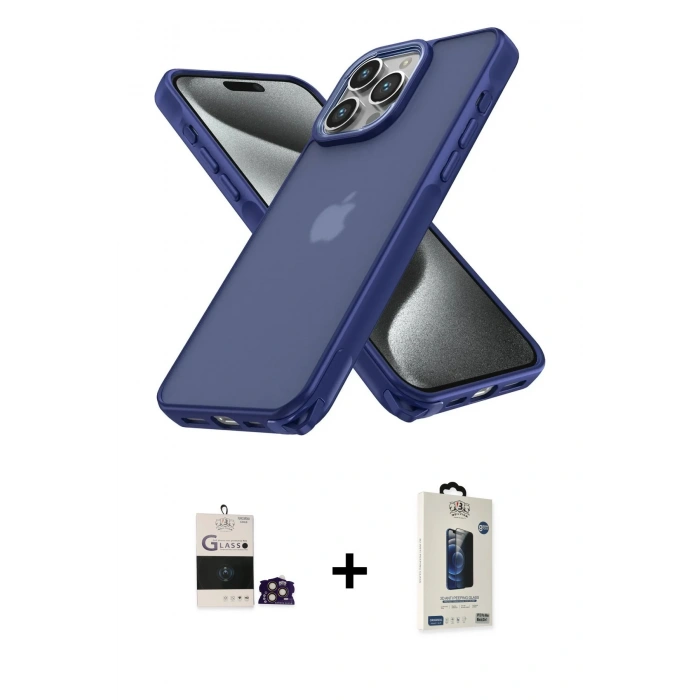 MARSİLYAN™- iPhone 14 Pro Max Kılıf Atlas Form - Siyah Bilvis Hayalet Cam Ekran Koruyucu + Bilvis Titan Kamera Lens - GD