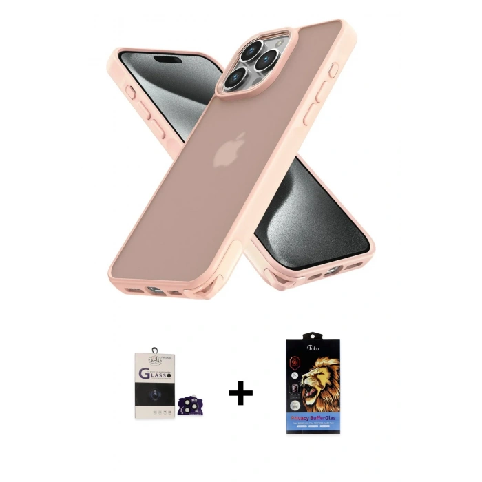 MARSİLYAN™- iPhone 14 Pro Max Kılıf Atlas Form - Siyah Buffer Hayalet Cam Ekran Koruyucu + Bilvis Titan Kamera Lens - SH