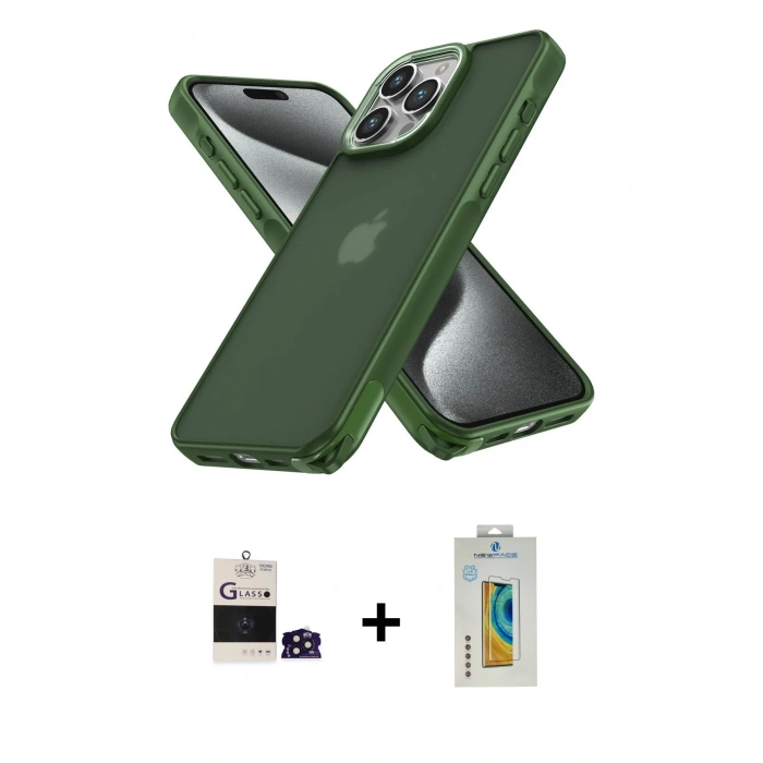 MARSİLYAN™- iPhone 14 Pro Max Kılıf Atlas Form - Siyah Polymer Nano Ekran Koruyucu + Bilvis Titan Kamera Lens - DNMR