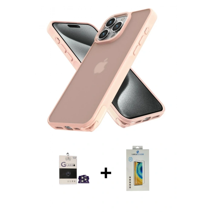 MARSİLYAN™- iPhone 14 Pro Max Kılıf Atlas Form - Siyah Polymer Nano Ekran Koruyucu + Bilvis Titan Kamera Lens - GS