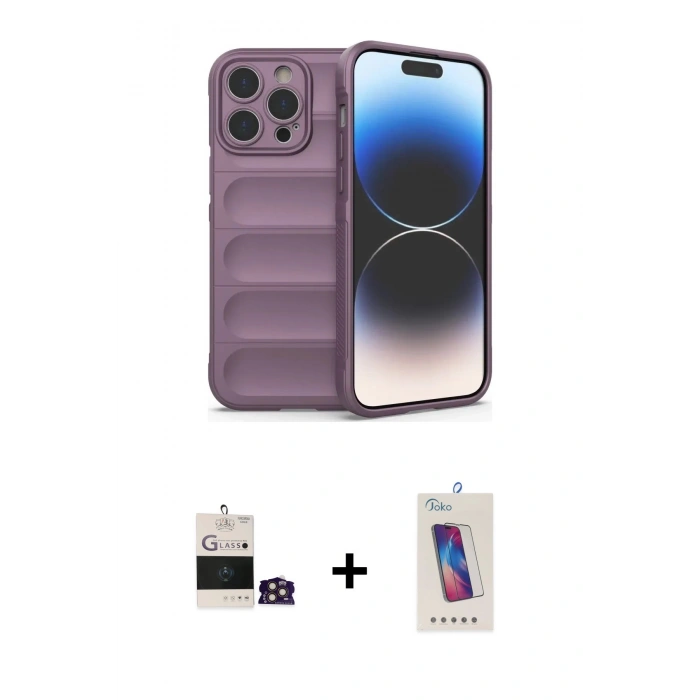 MARSİLYAN™- iPhone 14 Pro Max Kılıf Atlas Koleksiyonu - Siyah Joko 5D Cam + Bilvis Titan Kamera Lens - GD