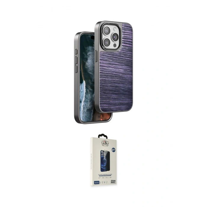 MARSİLYAN™- iPhone 14 Pro Max Kılıf Atlas Minimal Özel Seri - Siyah Bilvis Hayalet Cam Ekran Koruyucu