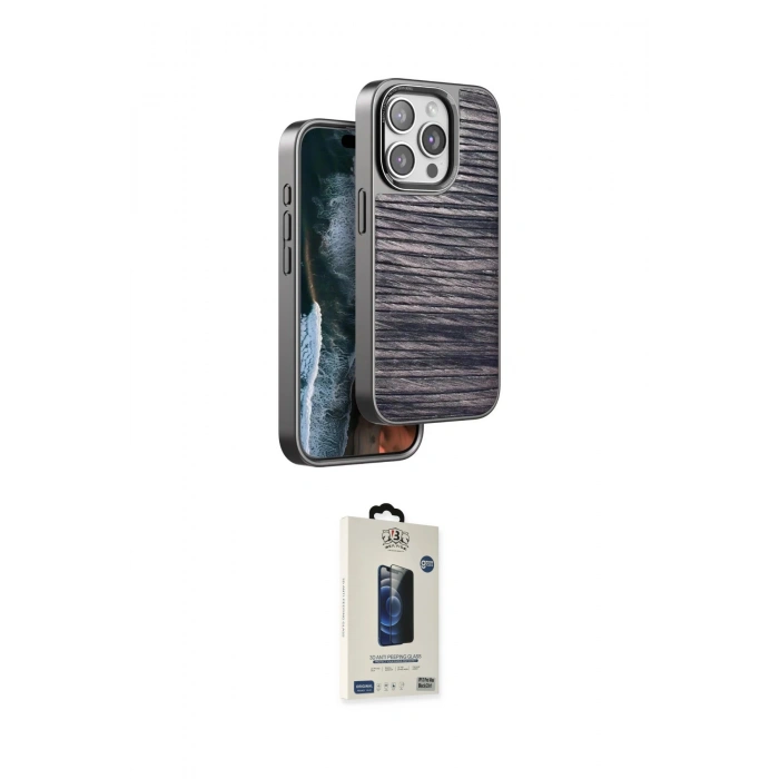 MARSİLYAN™- iPhone 14 Pro Max Kılıf Atlas Minimal Özel Seri - Siyah Bilvis Hayalet Cam Ekran Koruyucu