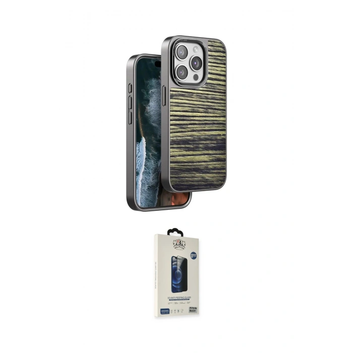 MARSİLYAN™- iPhone 14 Pro Max Kılıf Atlas Minimal Özel Seri - Siyah Bilvis Hayalet Cam Ekran Koruyucu