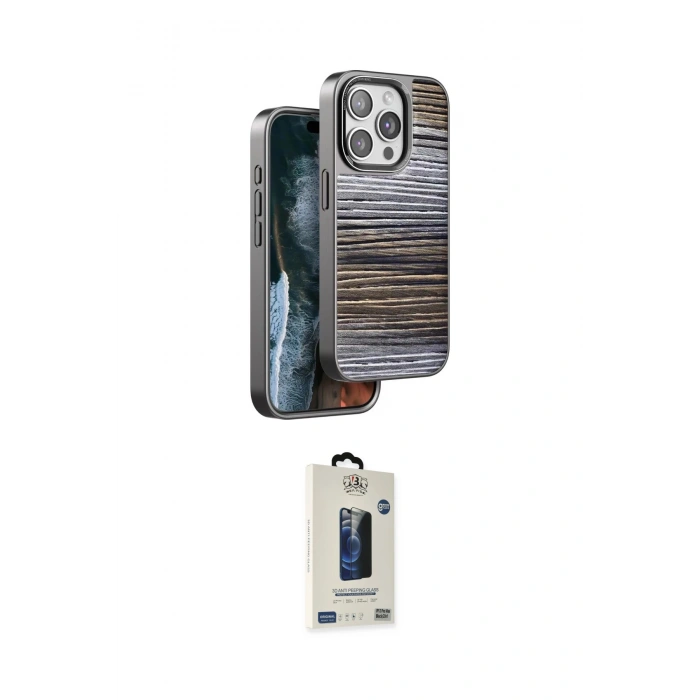 MARSİLYAN™- iPhone 14 Pro Max Kılıf Atlas Minimal Özel Seri - Siyah Bilvis Hayalet Cam Ekran Koruyucu