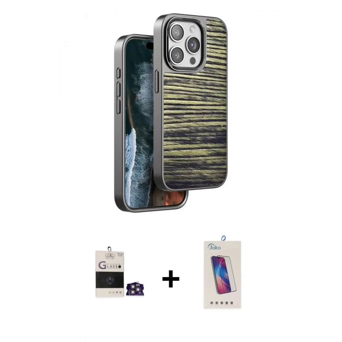 MARSİLYAN™- iPhone 14 Pro Max Kılıf Atlas Minimal Özel Seri - Siyah Joko 5D Cam + Bilvis Titan Kamera Lens - GS