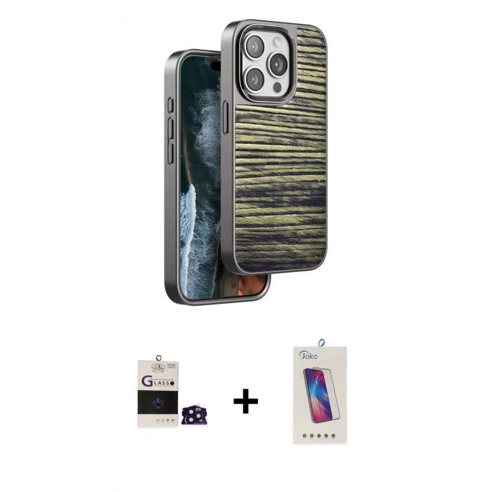 MARSİLYAN™- iPhone 14 Pro Max Kılıf Atlas Minimal Özel Seri - Siyah Joko 5D Cam + Bilvis Titan Kamera Lens - DNMR