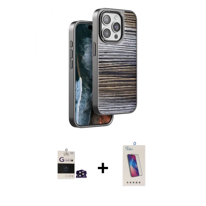 MARSİLYAN™- iPhone 14 Pro Max Kılıf Atlas Minimal Özel Seri - Siyah Joko 5D Cam + Bilvis Titan Kamera Lens - DNMR