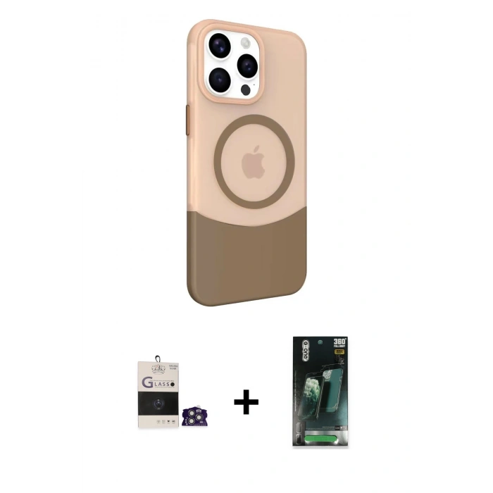 MARSİLYAN™- iPhone 14 Pro Max Kılıf Çekirdek Asil Özel Seri - Şeffaf 360 Full Body Arka Koruyucu + Bilvis Titan Kamera Lens - GS