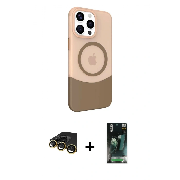 MARSİLYAN™- iPhone 14 Pro Max Kılıf Çekirdek Asil Özel Seri - Şeffaf 360 Full Body Arka Koruyucu + Raze Metal Kamera Lens - GD
