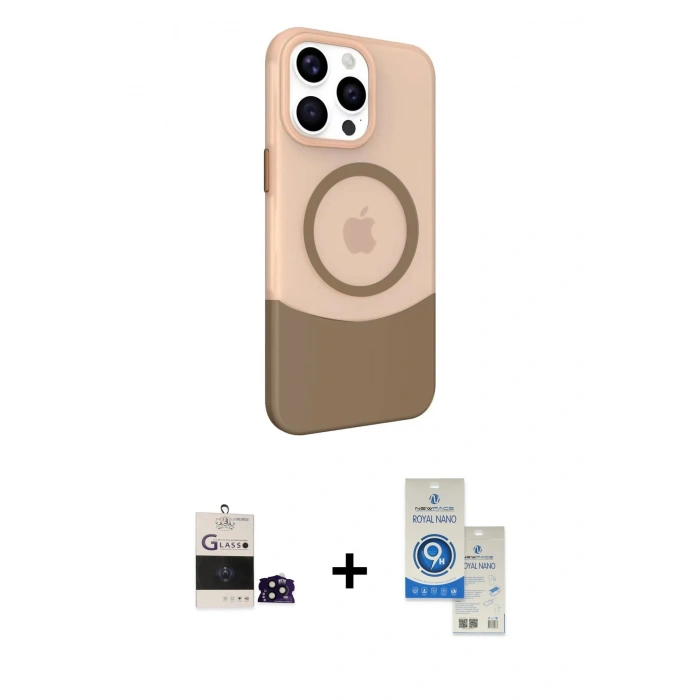 MARSİLYAN™- iPhone 14 Pro Max Kılıf Çekirdek Asil Özel Seri - Şeffaf Royal Nano Ekran Koruyucu + Bilvis Titan Kamera Lens - SH