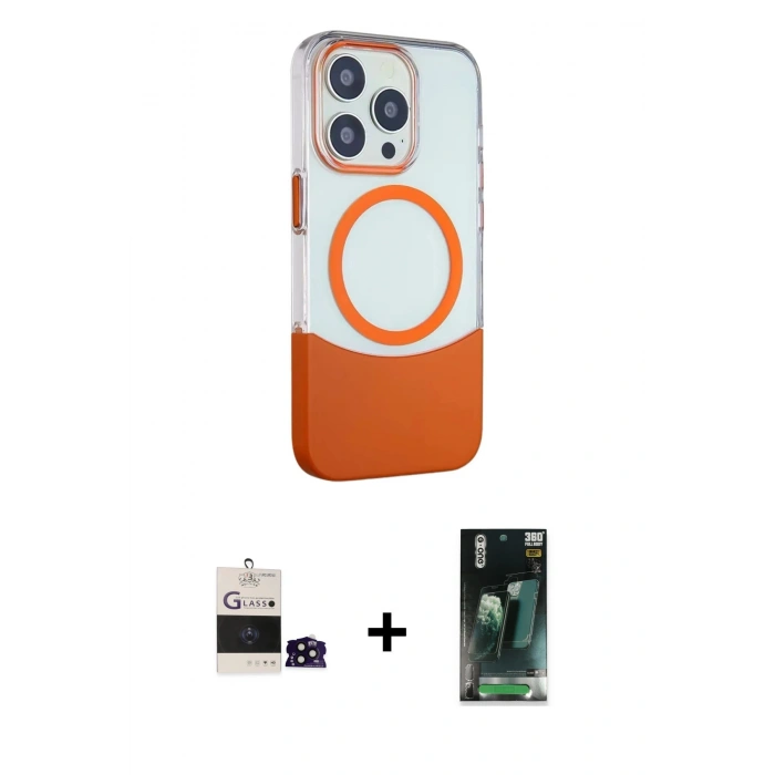 MARSİLYAN™- iPhone 14 Pro Max Kılıf Çekirdek Asil Özel Seri - Siyah 360 Mat Full Body Arka Koruyucu + Bilvis Titan Kamera Lens - SH