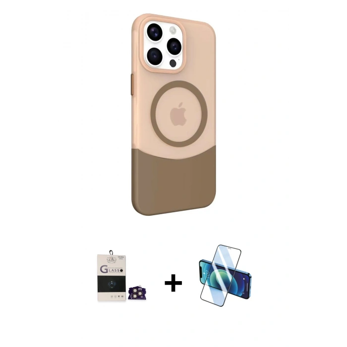 MARSİLYAN™- iPhone 14 Pro Max Kılıf Çekirdek Asil Özel Seri - Siyah 3D Antistatik Cam Ekran Koruyucu + Bilvis Titan Kamera Lens - GD