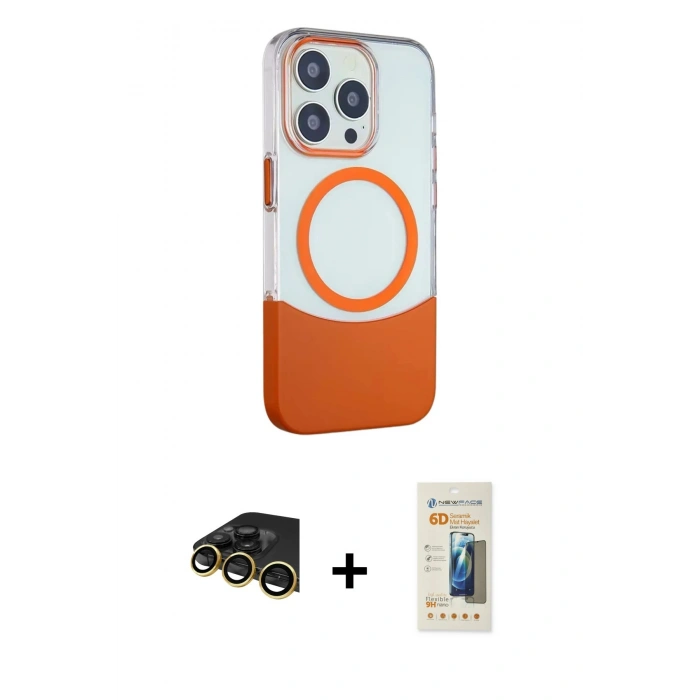 MARSİLYAN™- iPhone 14 Pro Max Kılıf Çekirdek Asil Özel Seri - Siyah 6D Mat Seramik Hayalet Nano Ekran Koruyucu + Raze Metal Kamera Lens - GD