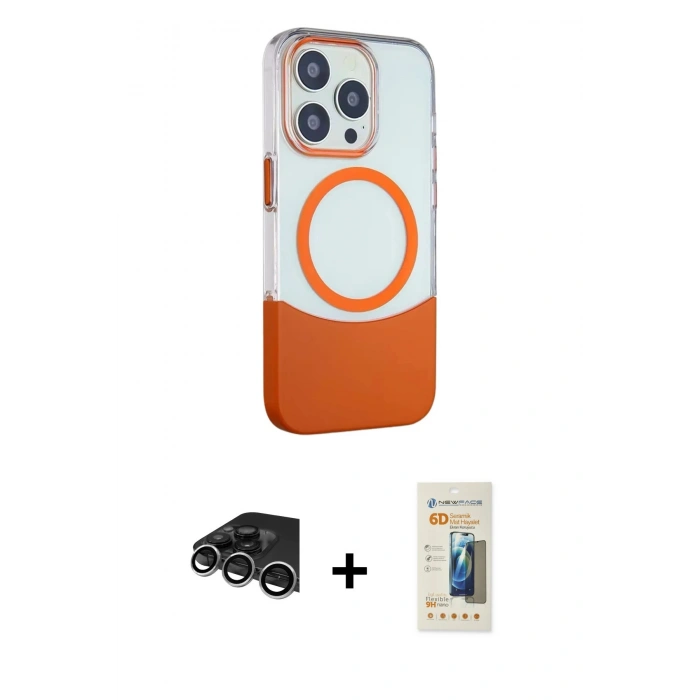 MARSİLYAN™- iPhone 14 Pro Max Kılıf Çekirdek Asil Özel Seri - Siyah 6D Mat Seramik Hayalet Nano Ekran Koruyucu + Raze Metal Kamera Lens - GS