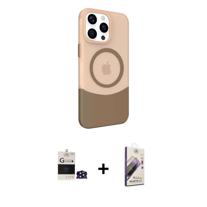 MARSİLYAN™- iPhone 14 Pro Max Kılıf Çekirdek Asil Özel Seri - Siyah Bilvis 3D Mat Cam Ekran Koruyucu + Bilvis Titan Kamera Lens - DNMR