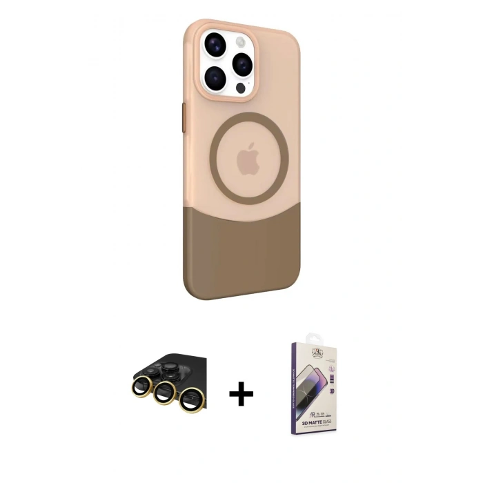 MARSİLYAN™- iPhone 14 Pro Max Kılıf Çekirdek Asil Özel Seri - Siyah Bilvis 3D Mat Cam Ekran Koruyucu + Raze Metal Kamera Lens - GD