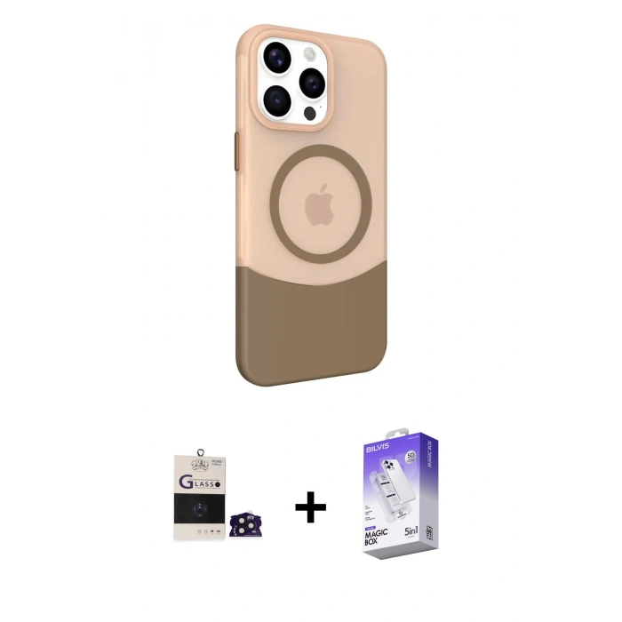 MARSİLYAN™- iPhone 14 Pro Max Kılıf Çekirdek Asil Özel Seri - Siyah Bilvis 5in1 3D Magic Cam Ekran Koruyucu + Bilvis Titan Kamera Lens - DNMR