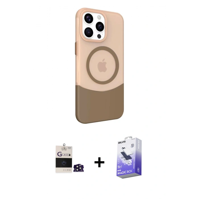 MARSİLYAN™- iPhone 14 Pro Max Kılıf Çekirdek Asil Özel Seri - Siyah Bilvis 5in1 5D Magic Hayalet Cam Ekran Koruyucu + Bilvis Titan Kamera Lens - DNMR