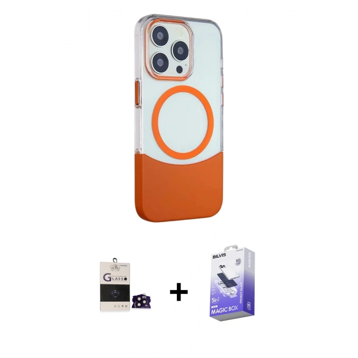 MARSİLYAN™- iPhone 14 Pro Max Kılıf Çekirdek Asil Özel Seri - Siyah Bilvis 5in1 5D Magic Hayalet Cam Ekran Koruyucu + Bilvis Titan Kamera Lens - SH