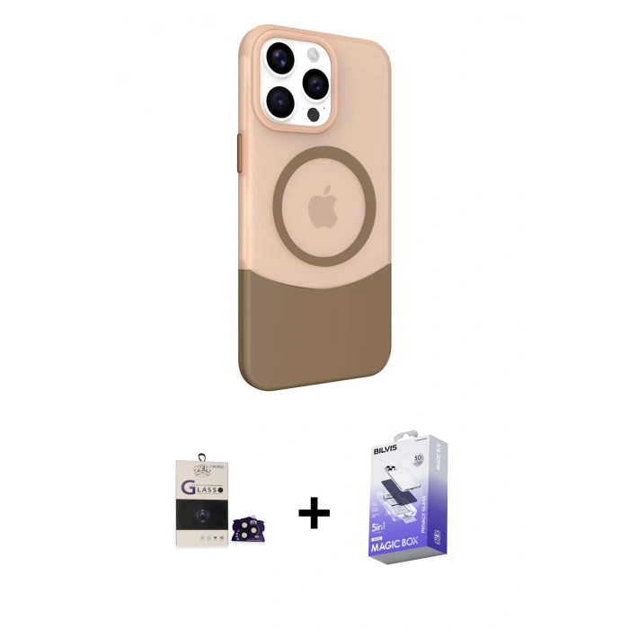 MARSİLYAN™- iPhone 14 Pro Max Kılıf Çekirdek Asil Özel Seri - Siyah Bilvis 5in1 5D Magic Hayalet Cam Ekran Koruyucu + Bilvis Titan Kamera Lens - SH