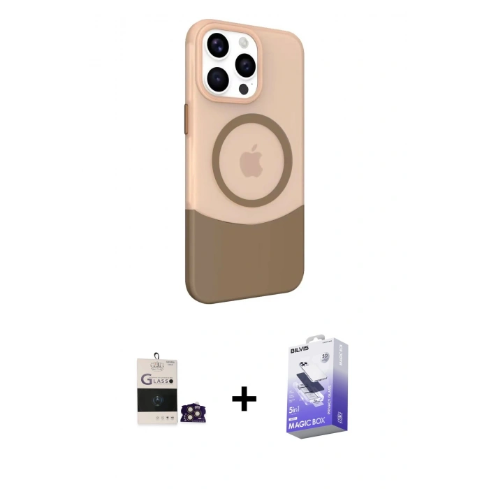 MARSİLYAN™- iPhone 14 Pro Max Kılıf Çekirdek Asil Özel Seri - Siyah Bilvis 5in1 5D Magic Hayalet Cam Ekran Koruyucu + Bilvis Titan Kamera Lens - GD