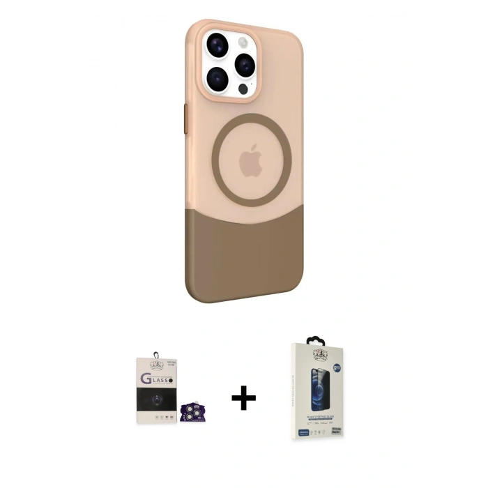 MARSİLYAN™- iPhone 14 Pro Max Kılıf Çekirdek Asil Özel Seri - Siyah Bilvis Hayalet Cam Ekran Koruyucu + Bilvis Titan Kamera Lens - GS