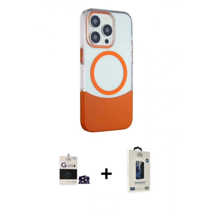 MARSİLYAN™- iPhone 14 Pro Max Kılıf Çekirdek Asil Özel Seri - Siyah Bilvis Hayalet Cam Ekran Koruyucu + Bilvis Titan Kamera Lens - DNMR
