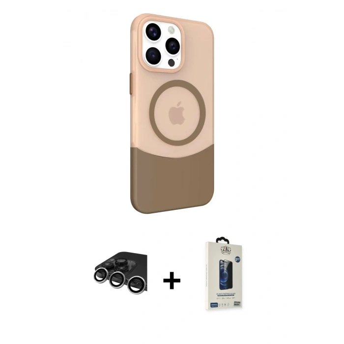 MARSİLYAN™- iPhone 14 Pro Max Kılıf Çekirdek Asil Özel Seri - Siyah Bilvis Hayalet Cam Ekran Koruyucu + Raze Metal Kamera Lens - GS