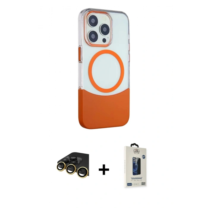 MARSİLYAN™- iPhone 14 Pro Max Kılıf Çekirdek Asil Özel Seri - Siyah Bilvis Hayalet Cam Ekran Koruyucu + Raze Metal Kamera Lens - GD