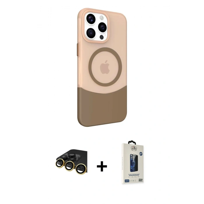 MARSİLYAN™- iPhone 14 Pro Max Kılıf Çekirdek Asil Özel Seri - Siyah Bilvis Hayalet Cam Ekran Koruyucu + Raze Metal Kamera Lens - GD