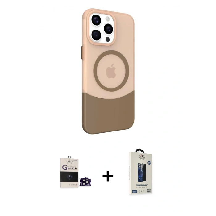 MARSİLYAN™- iPhone 14 Pro Max Kılıf Çekirdek Asil Özel Seri - Siyah Bilvis Hayalet Cam Ekran Koruyucu + Bilvis Titan Kamera Lens - SH