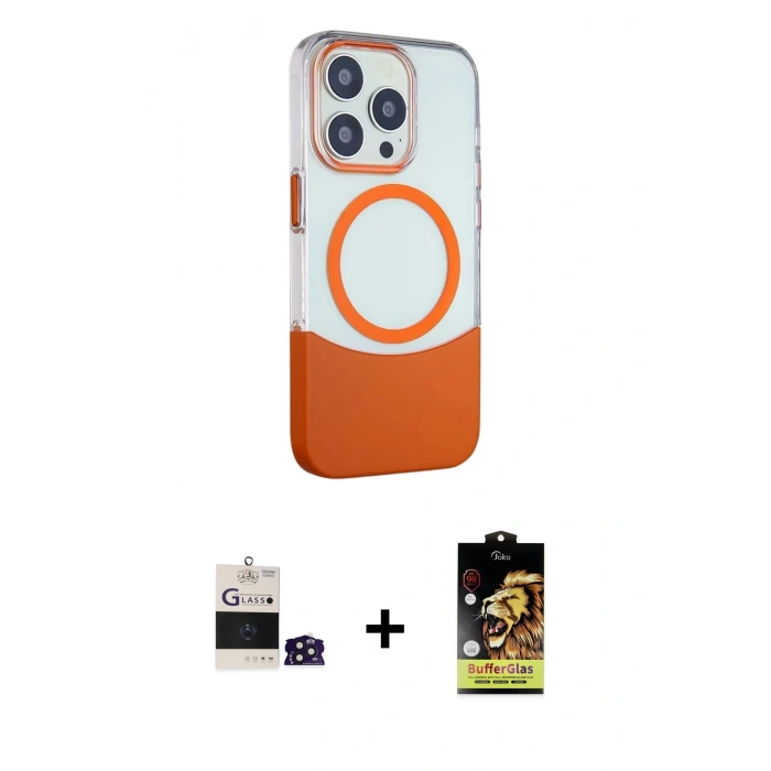MARSİLYAN™- iPhone 14 Pro Max Kılıf Çekirdek Asil Özel Seri - Siyah Buffer Cam Ekran Koruyucu + Bilvis Titan Kamera Lens - DNMR