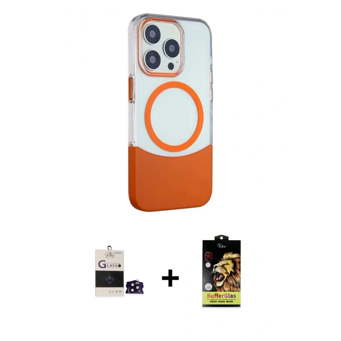 MARSİLYAN™- iPhone 14 Pro Max Kılıf Çekirdek Asil Özel Seri - Siyah Buffer Cam Ekran Koruyucu + Bilvis Titan Kamera Lens - SH