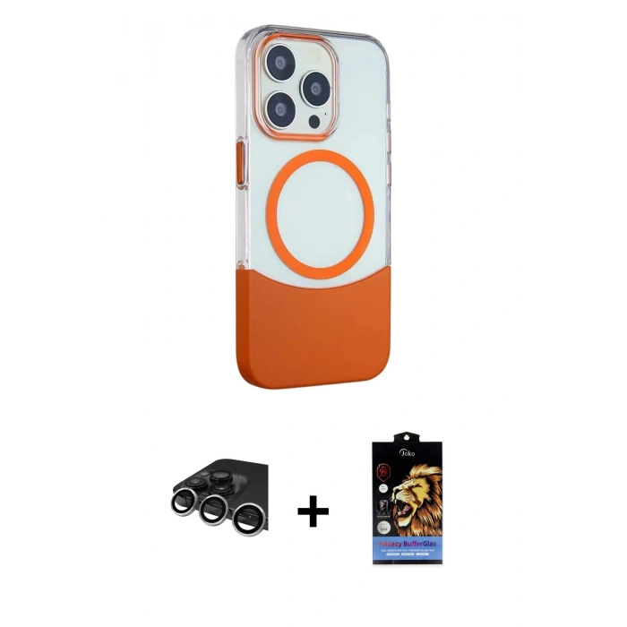 MARSİLYAN™- iPhone 14 Pro Max Kılıf Çekirdek Asil Özel Seri - Siyah Buffer Hayalet Cam Ekran Koruyucu + Raze Metal Kamera Lens - GS