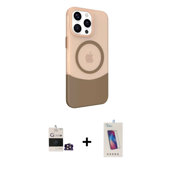 MARSİLYAN™- iPhone 14 Pro Max Kılıf Çekirdek Asil Özel Seri - Siyah Joko 5D Cam + Gold Bilvis Titan Kamera Lens
