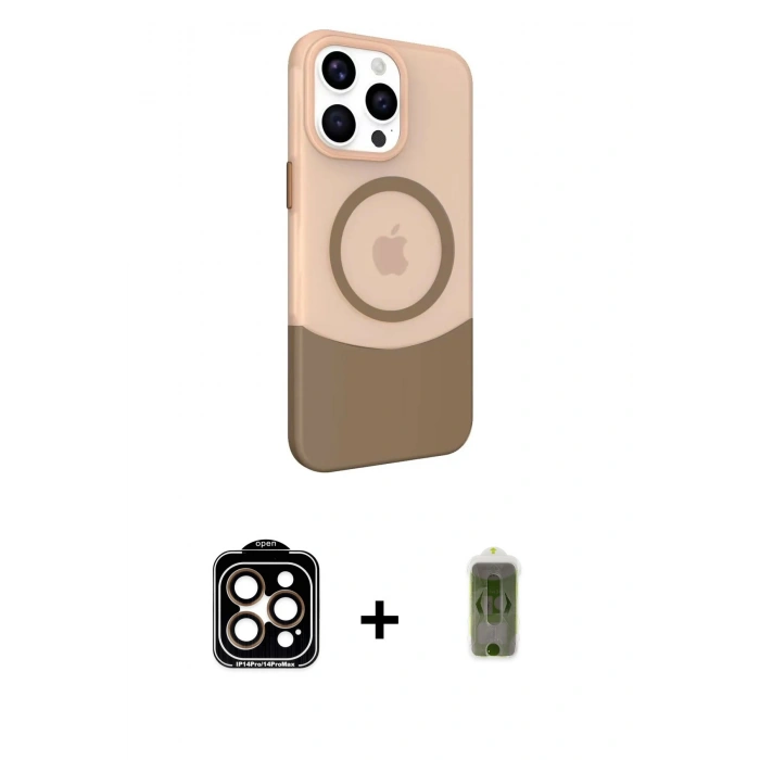 MARSİLYAN™- iPhone 14 Pro Max Kılıf Çekirdek Asil Özel Seri - Siyah Joko Magic 5D Hayalet Cam + PVD Metal Kamera Lens - TU
