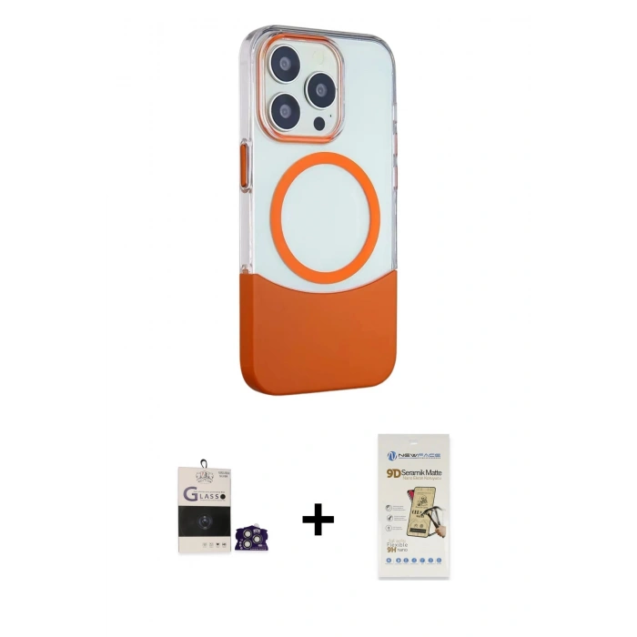 MARSİLYAN™- iPhone 14 Pro Max Kılıf Çekirdek Asil Özel Seri - Siyah Mat Seramik Nano Ekran Koruyucu + Bilvis Titan Kamera Lens - GS