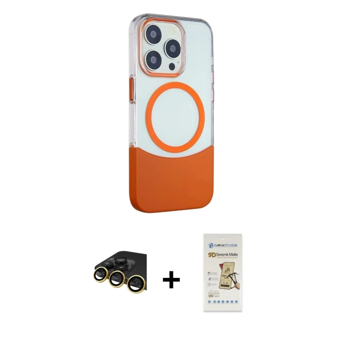MARSİLYAN™- iPhone 14 Pro Max Kılıf Çekirdek Asil Özel Seri - Siyah Mat Seramik Nano Ekran Koruyucu + Raze Metal Kamera Lens - GD